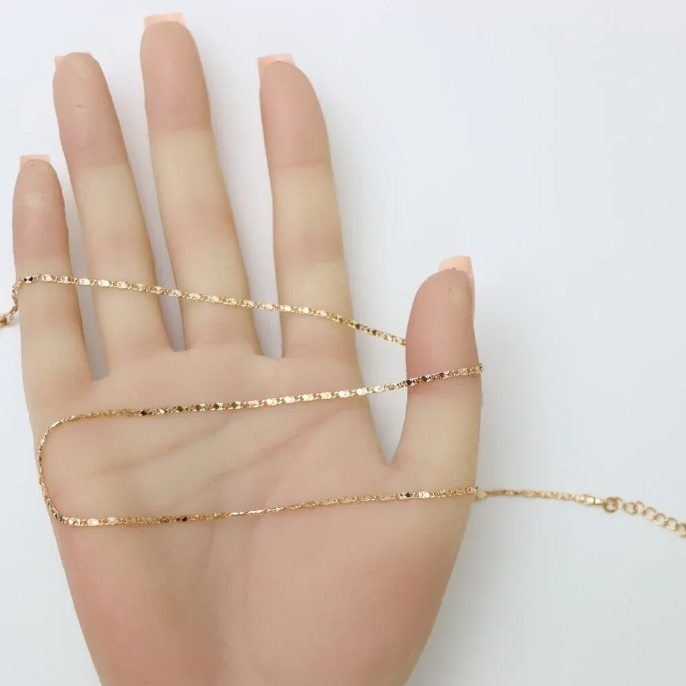 Dainty Diamond-Cut Rose Gold Necklace, Adjustable Chain, XPNL0191